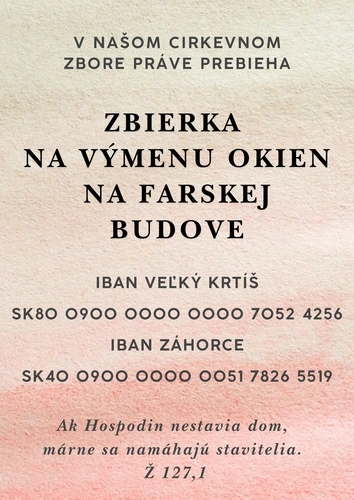 Zbierka na výmenu okien
